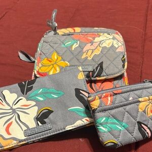 Vera Bradley Gray Floral Quilted Coin Purse